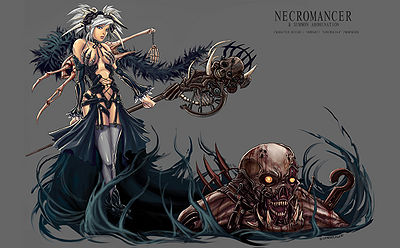 Aria and Stella, the Necromancer and her pet.