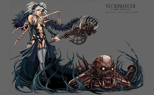 Aria, the Necromancer and her pet.